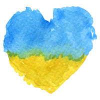 Flag of Ukraine in shape of heart watercolor png