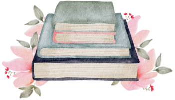 Book hand paint watercolor, Vintage element png