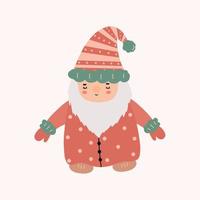 Christmas funny gnome in festive clothes. Vector illustration