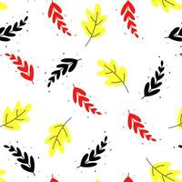 autumn pattern with red and black twigs and yellow leaves. Vector