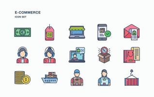 E-Commerce and online sale icon set vector