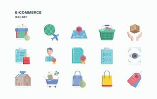 E-Commerce  and online shopping icon set vector