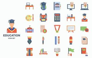 conjunto de iconos de educación y escuela vector