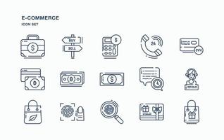 conjunto de iconos de comercio electrónico y compras en línea vector