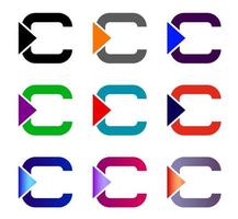 C logo, colorful capital letter C logo icon for your branding design project. Uppercase geometric logo flat design. vector