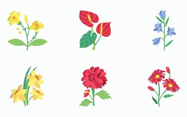 Flowers and petals icon set