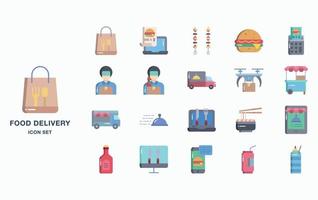 Food and Delivery icon set vector