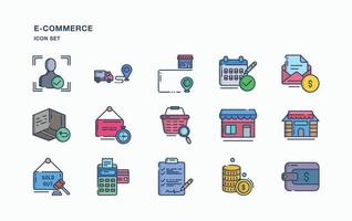 E-Commerce  and online shopping icon set vector