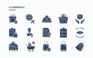 conjunto de iconos de comercio electrónico y compras en línea vector