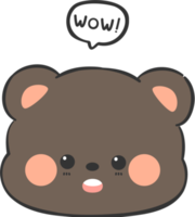 elemento de desenho animado de cabeça de urso fofo png