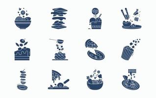 Food levitation and ingredients flying icon set vector