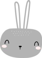 lindo elemento de dibujos animados cabeza de conejo png