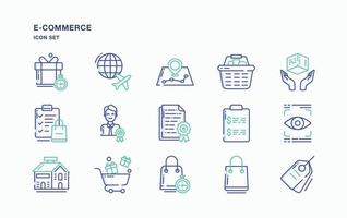 E-Commerce  and online shopping icon set vector