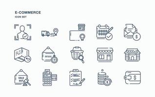 E-Commerce  and online shopping icon set vector