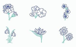 Flowers and petals icon set vector