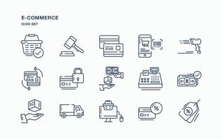conjunto de iconos de comercio electrónico y compras en línea vector
