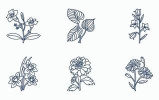 conjunto de iconos de flores y pétalos vector