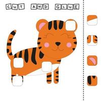 Cut out and glue. Educational game for children. Vector template.