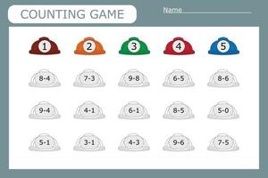 Educational game for children, kids. . Game learning math, counting game. Vector illustration for print, page