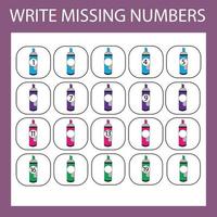 The task is to write in the lost numbers from 1 to 20. Educational exercises for preschool children vector