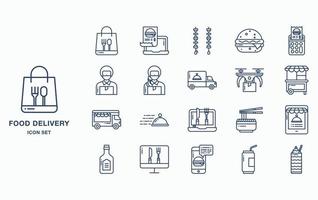 Food and Delivery icon set vector