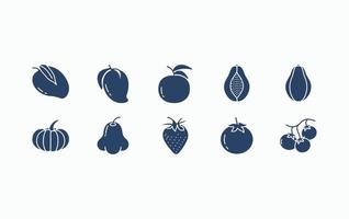 conjunto de iconos de frutas y verduras vector