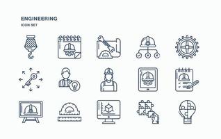 Engineering and services icon set vector