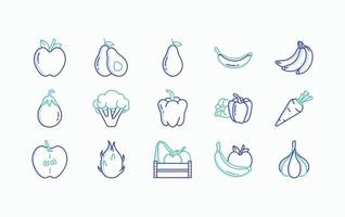 Fruits and Vegetables icon set vector