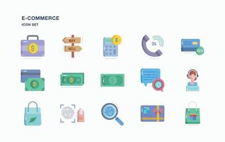 conjunto de iconos de comercio electrónico y compras en línea vector