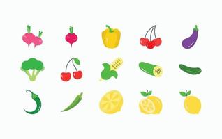 conjunto de iconos de frutas y verduras vector