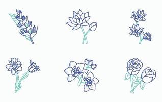 conjunto de iconos de flores y pétalos vector
