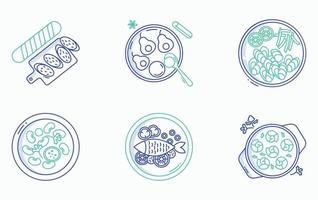 comida de restaurante y conjunto de iconos de alta cocina vector