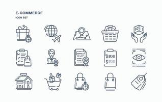 E-Commerce  and online shopping icon set vector