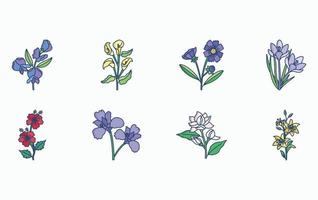 conjunto de iconos de flores y pétalos vector