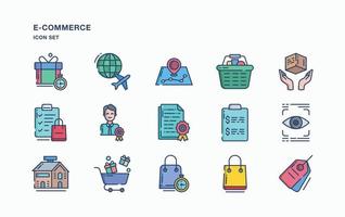 E-Commerce  and online shopping icon set vector