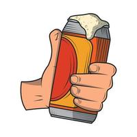 hand with beer can icon vector