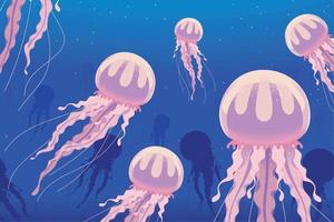 undersea jellyfishes scene vector