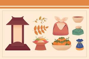 conjunto de chuseok coreano vector