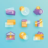 conjunto de iconos de finanzas con morfismo de vidrio vector