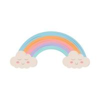 cute rainbow and clouds vector