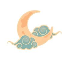 asian moon cloud vector