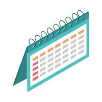 plan de calendario isométrico vector