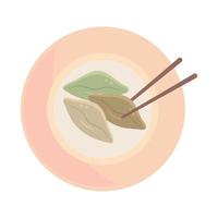 dumpling with chopsticks vector