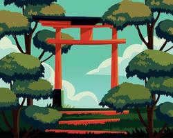 arco japonés el fondo vector