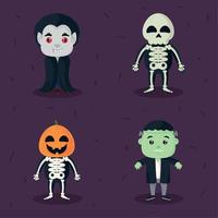 halloween costumes, icon set vector