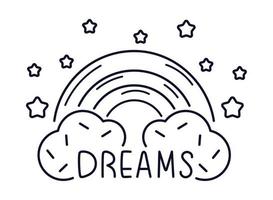 dreams word and rainbow vector