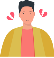 man sad face with broken heart element png