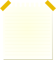 Ein liniertes Notizpapier, das mit transparentem Klebeband auf gelbem Hintergrund mit einem weißen Karomuster bedeckt ist png