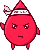blood drop cute character with excited expression ready to help png