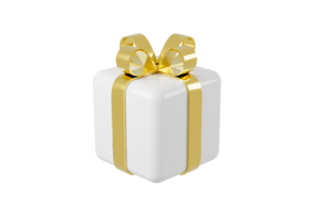 Christmas white Gift Box with gold ribbons PNG. png